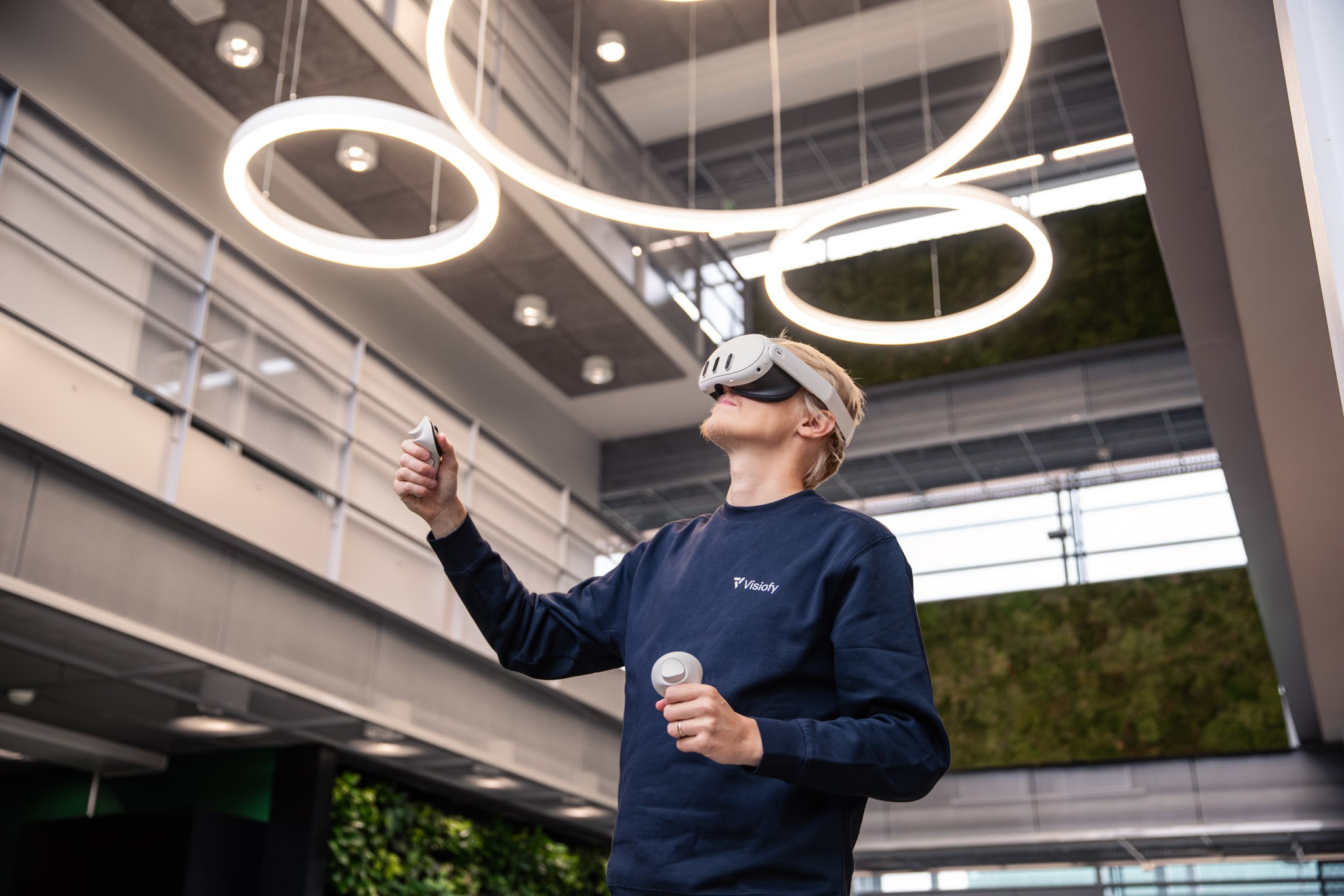 Person viewing a virtual home tour in VR